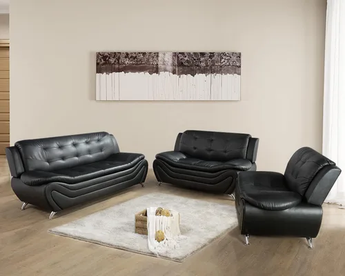 Miniatura 13 de Juego de sofá de piel sintética para sala de estar, muebles de sala de estar, juego de sofá moderno con sofá de 3 plazas, sofá biplaza y sillón