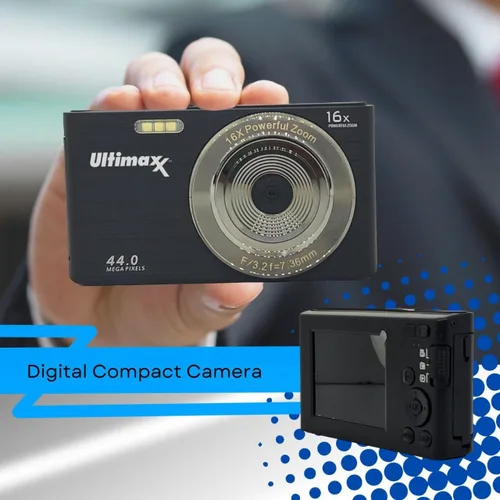 Miniatura 3 de Ultimaxx Cámara digital compacta de 44 MP con zoom digital de 16X, 2.4 LCD de enfoque automático Vlogging YouTube Point & Shoot Cámara digital