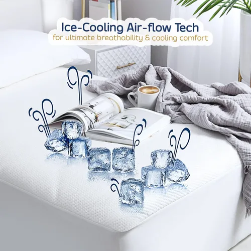 Miniatura 8 de Nestl Protector de colchón de tamaño matrimonial – Protector de colchón de enfriamiento de alta calidad, protector de colchón impermeable