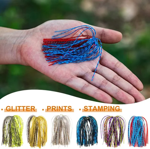 Miniatura 2 de Goture Silicone Jig Skirts, 24pcs/30pcs Bass Fishing Jigs Spinnerbait Skirts Replacement Kit,5 Colors Silicone Skirts for Fishing Lures, Football