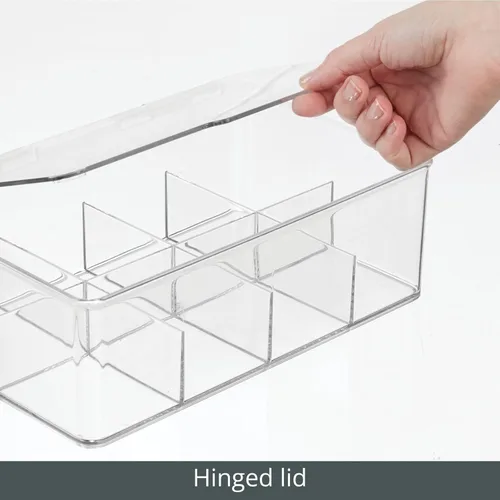 Miniatura 7 de mDesign Caja de almacenamiento de plástico para botiquín de primeros auxilios con tapa superior transparente para baño, cocina, armario, cajón