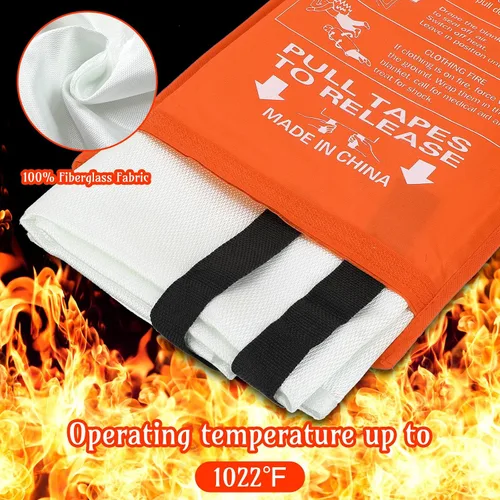 Miniatura 3 de Jerify Paquete de 8 mantas de fuego para el hogar, manta de emergencia contra incendios de 47 x 47 pulgadas, manta de fibra de vidrio, protección