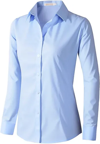 Miniatura 9 de Beninos Camisas de vestir para mujer, manga larga, con botones, ropa de trabajo