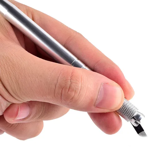 Miniatura 5 de XIAOYU Agujas de tatuaje de cejas, 50 agujas desechables Microblading para cuchillas de maquillaje manuales de tatuaje de cejas, F14