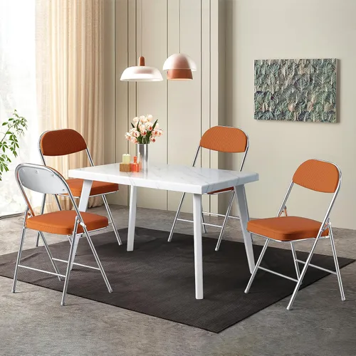 Miniatura 8 de VINGLI Paquete de 6 sillas plegables con asiento y respaldo acolchados, marco de metal, tela de pana duradera, capacidad de 350 libras, juego de 6
