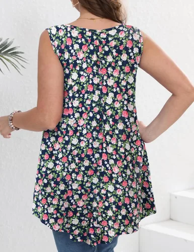 Miniatura 3 de JollieLovin Camiseta sin mangas para mujer, ajuste holgado, con dobladillo acampanado, cómoda blusa con vuelo (disponible en tallas extragrandes)