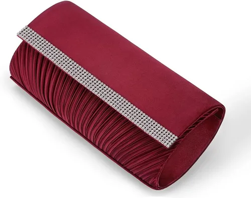 Miniatura 4 de ERIJUNOR Bolsos clásicos de satén plisados de noche con diamantes de imitación, bolsos cruzados para fiesta, graduación, boda, para mujer