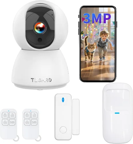 Cámara de seguridad para interiores, cámara HD de 1080p, sistema de seguridad inteligente WiFi de 2.4 GHz, con alerta de aplicación de teléfono, kit