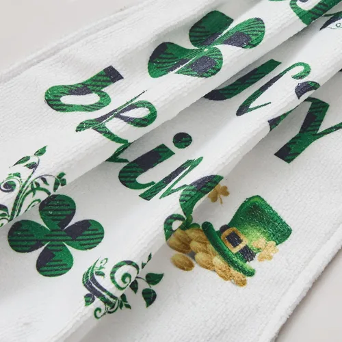 Miniatura 5 de Toallas Colgantes de Trébol del Día de San Patricio para Cocina Juego de 4 Toallas de Mano con Lazo para Decoración de Cocina y Baño, Tréboles
