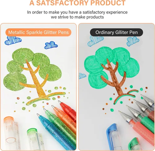 Miniatura 5 de ZSCM - Juego de 36 bolígrafos de gel con purpurina metálica, 18 colores brillantes con 18 recambios de bolígrafos de purpurina en bolsa de lona