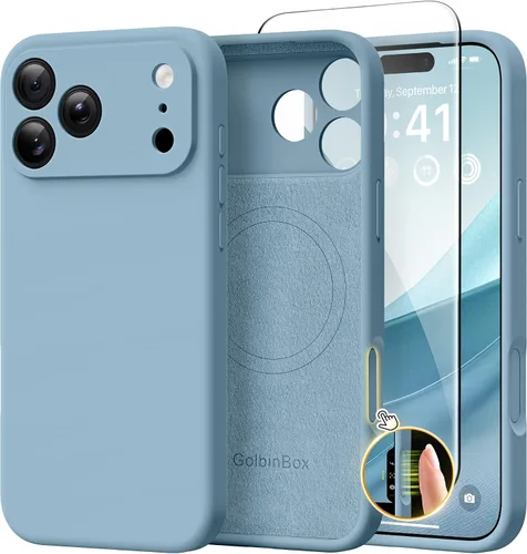 Miniatura 80 de GolbinBox Funda magnética para iPhone 17, compatible con MagSafe, cubierta de silicona integrada para control de cámara, funda de silicona líquida a