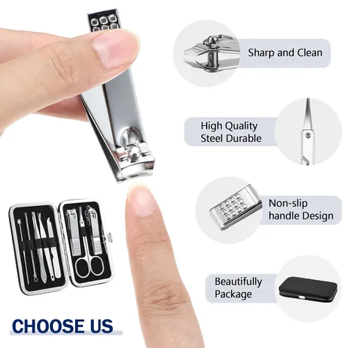 Miniatura 3 de Hanaive - Juego de 6 juegos de manicura, 48 piezas, cortaúñas, kit de pedicura, regalo para hombres y mujeres, kit de aseo de acero inoxidable 8
