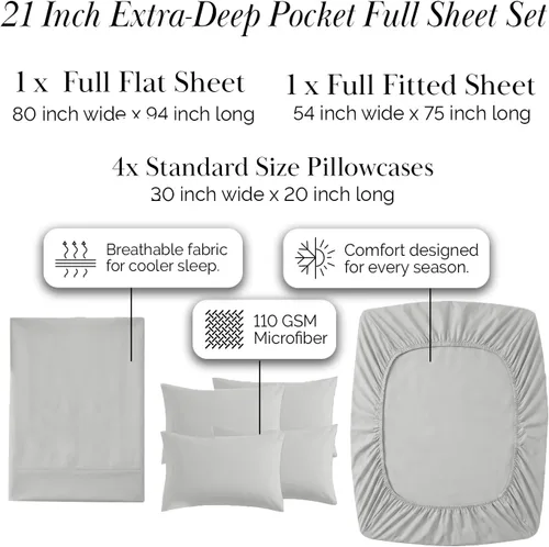 Miniatura 229 de Southshore Fine Living, Inc. Juego de 7 piezas de sábanas King divididas para cama ajustable, juego de sábanas King divididas con bolsillo de 21