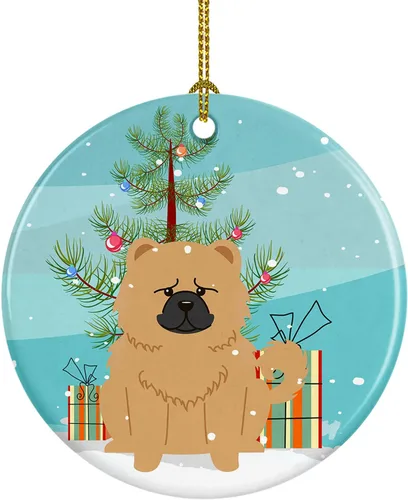 Miniatura 33 de Caroline's Treasures Adorno de cerámica para árbol de Navidad, Laika Spitz de Siberia Occidental, decoración colgante para árbol de Navidad