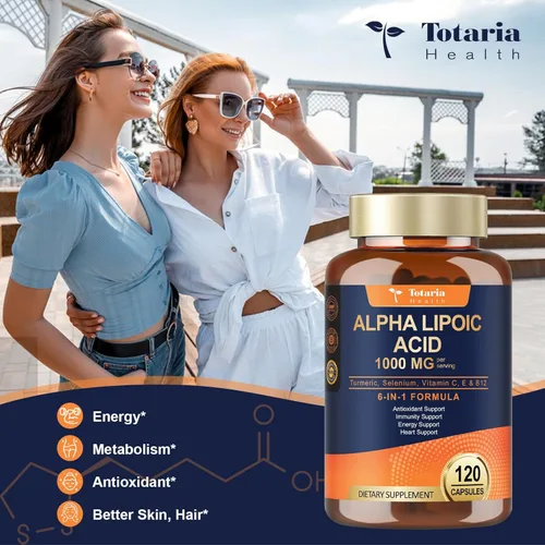 Miniatura 5 de 2 Paquetes de Cápsulas de Suplemento Antioxidante de Ácido Alfa-Lipoico 1000mg para Apoyo a la Neuropatía, Salud de los Nervios, Desintoxicación