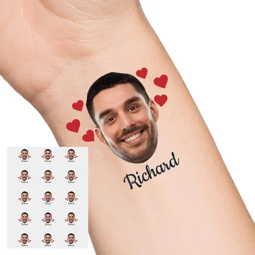 Miniatura 38 de Tatuajes temporales personalizados con texto de nombre, tatuaje temporal personalizado con logotipo fotográfico para adultos, parejas, mujeres