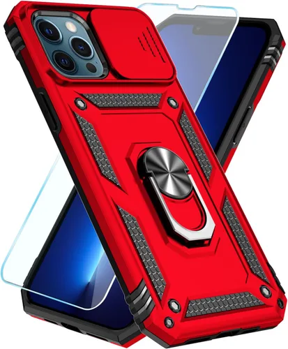 Miniatura 28 de SunStory Funda compatible con iPhone 12 Pro Max con protector de pantalla HD, cubierta de cámara deslizante y soporte de anillo giratorio
