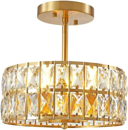 Miniatura 8 de SeeU Candelabro Moderno de Cristal Negro Montaje Empotrado Iluminación Colgante 12.6'' Lámpara de Techo para Baño Dormitorio Pasillo