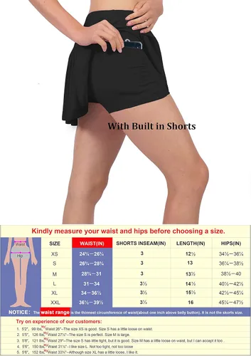 Miniatura 2 de HonourSex Falda de Tenis Plisada para Mujer, Faldas de Golf con Bolsillos, Falda con Pantalones Cortos para Entrenamiento, Deportes, Senderismo