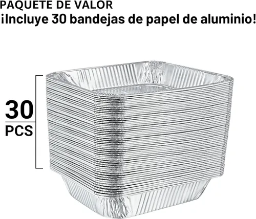 Miniatura 3 de Sartenes de aluminio de tamaño medio, 9 x 13, bandejas de papel de aluminio desechables extra resistentes para hornear (paquete de 30) asar y rozar