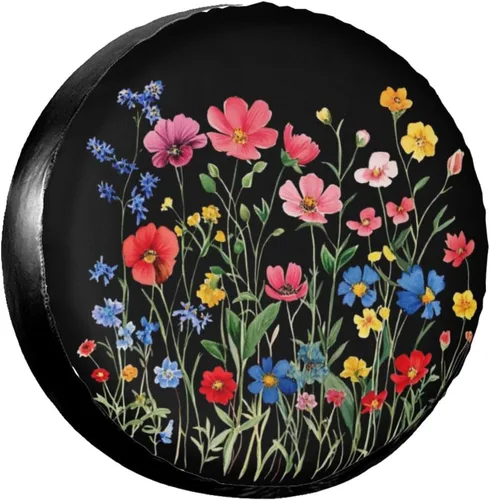 Miniatura 6 de Bee Crown Flowers Embroidery Spare Tire Cover Wheel Protectors Dust-Proof Wheel Tire Cover Fit Trailer, Rv, Sand Many Vehicle 14inch