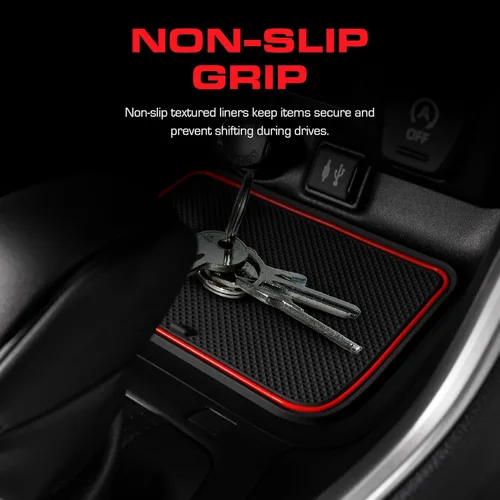 Miniatura 6 de CupHolderHero Compatible con accesorios Toyota RAV4 2019-2024, insertos de portavasos antipolvo antideslizantes personalizados de alta calidad, Rojo