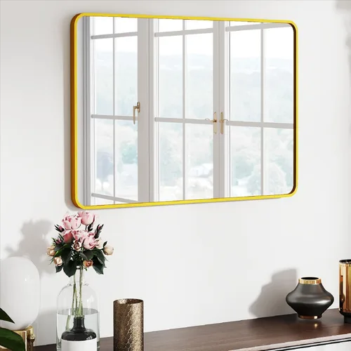SCWF-GZ - Espejo rectangular de longitud completa de 20x30 pulgadas, para montar en la pared, colgante o apoyado contra la pared, con marco de metal
