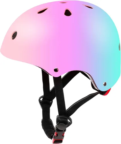 Miniatura 12 de Casco de bicicleta ajustable con gradiente de color para niños, cascos para niños pequeños para niños de 3 a 14 años, niñas, niños, jóvenes, Rosa