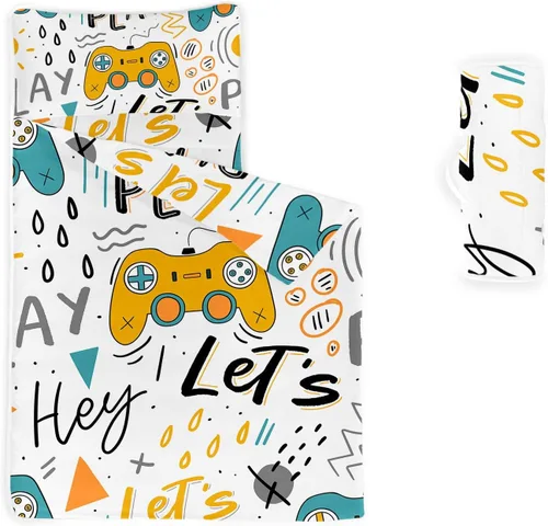 Miniatura 29 de Tapete para siesta espacial – Saco de dormir de galaxia espacial con almohada extraíble – Juego de ropa de cama para guardería y fiestas de pijamas