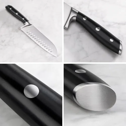 Miniatura 4 de Cangshan ALPS Series 502742 Cuchillo Santoku de acero alemán forjado de 7 pulgadas con funda, color negro