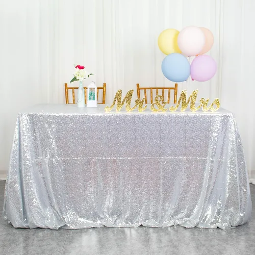 Miniatura 48 de ShiDianYi Mantel de lentejuelas color azul bebé, de 50 x 72 pulgadas, mantel rectangular de lentejuelas para decoración de boda - 200111E
