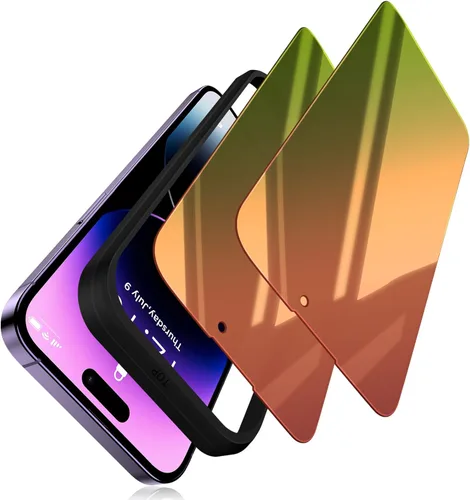 Miniatura 12 de Paquete de 2 protectores de pantalla de privacidad compatibles con iPhone 17 Pro Max, película de vidrio antiespía degradado rojo a verde, Colorido
