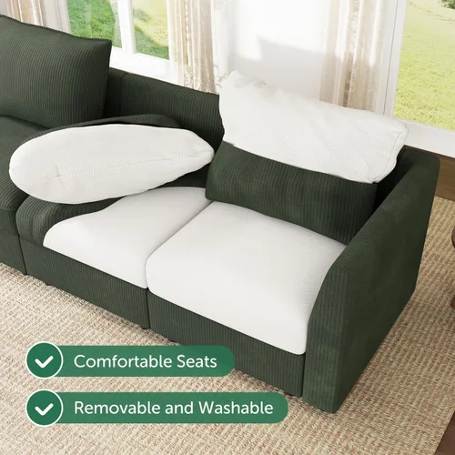 Miniatura 9 de HONBAY Sofá seccional modular con almacenamiento en forma de L sofá seccional, sofás convertibles para sala de estar - verde