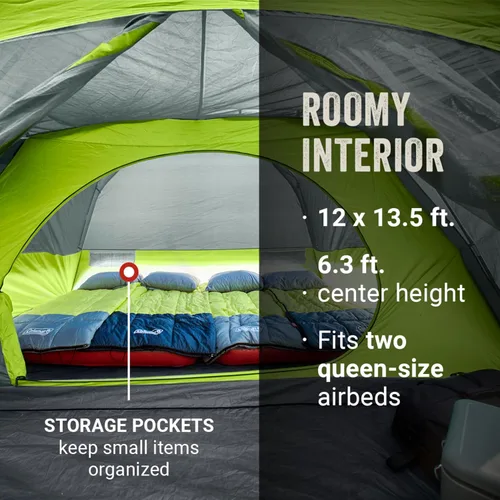 Miniatura 2 de Coleman Skydome Camping Tent with Screened Porch & 5-Minute Setup, Weatherproof 4/6/8 Person Tent with Rainfly & Carry Bag, Made of PFAS-Free