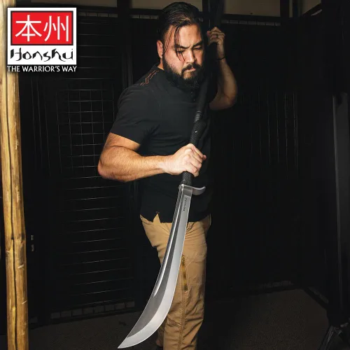 Miniatura 7 de Honshu Naginata - Espada y funda de arma de asta japonesa Samurai & Foot Soldier - Arma de autodefensa Hoja de 18 pulgadas unida a eje largo
