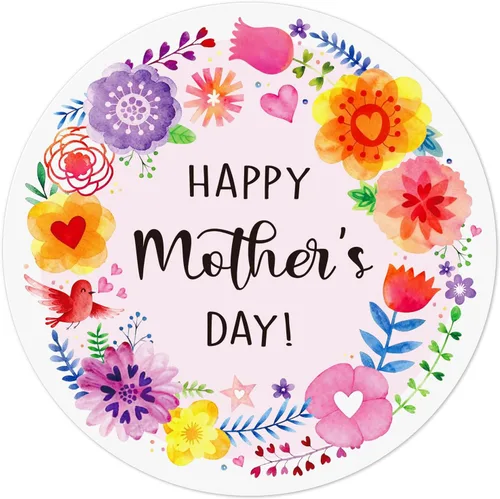 WhatSign 72 calcomanías para el Día de la Madre, sellos florales de 1.5 pulgadas, impermeables y fáciles de despegar, etiquetas decorativas para