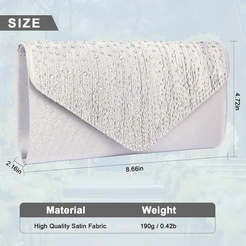 Miniatura 7 de Bolsos de mano BBjinronjy para mujer, bolso formal con diamantes de imitación para noche, bolsos de mano para boda, fiesta, cóctel, graduación, cena