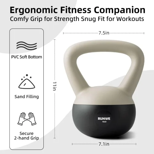 Miniatura 2 de RUNWE Soft Kettlebell - Sand Filled Kettlebell Cushioned Impact-Resistant Base Options for 25, 20, 15, 10 and 5 LB, Safety Guaranteed Ideal for Men