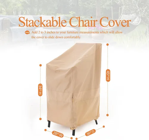 Miniatura 6 de WJ-X3 Funda Apilable para Silla de Patio, Resistente, Resistente al Viento e Impermeable, Fundas para Sillas de Patio al Aire Libre, 28A x 36P x