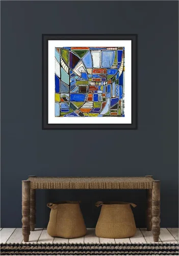 Miniatura 4 de Kate and Laurel Lienzo decorativo enmarcado para pared, diseño retro de Leah Nadeau, 27 x 27, marco estrecho negro Oliver, contemporáneo moderno