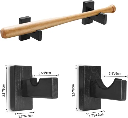 Miniatura 7 de TOBWOLF 2 vitrinas para bates de béisbol, soporte para colgar bates de béisbol, soporte horizontal para bates de béisbol de montaje en pared