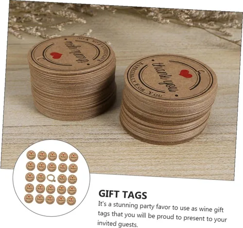 Miniatura 7 de EXCEART 100 piezas de papel kraft etiquetas colgantes regalos de Navidad etiquetas redondas regalo caramelo marrón Kraft etiquetas de agradecimiento