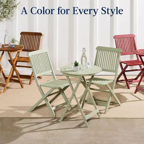 Miniatura 8 de Best Choice Products Juego de 3 piezas de madera de acacia, muebles de patio plegables para patio trasero, balcón, terraza con 2 sillas, mesa