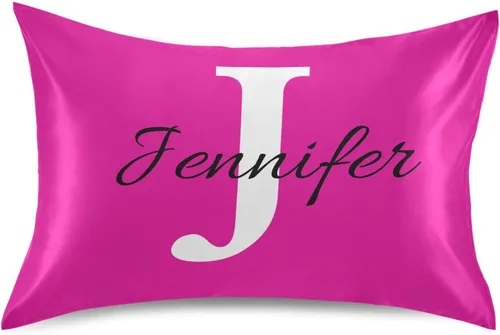 Miniatura 23 de Fundas de almohada negras personalizadas de seda con cierre de sobre, funda de almohada de satén tamaño estándar para personas que duermen