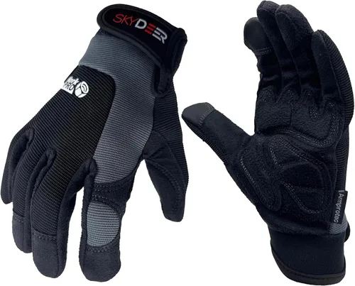 Miniatura 9 de SKYDEER Paquete de 3 pares de guantes de trabajo de cuero duraderos para jardinería y trabajo general (SD8810/L)