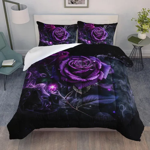Miniatura 12 de AILONEN Juego de edredón de mariposa azul tamaño Queen, juego de ropa de cama de 3 piezas de animales elegantes, azul marino oscuro cielo nocturno