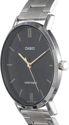 Miniatura 2 de Casio MTP-VT01D-1B Reloj analógico de 3 manos para hombre de acero inoxidable minimalista esfera negra