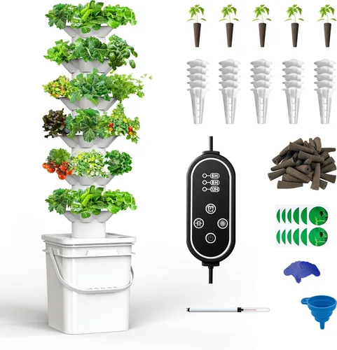 Kit de sistema de cultivo hidropónico vertical sjzxuv, kits de sistema de jardinería interior y exterior, torre de cultivo de hierbas y frutas, 6