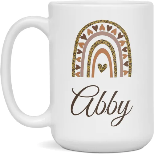 Miniatura 3 de Abby Leopard Rainbow Cheetah Print Personalized Name Gift Coffee Mug, 11-Ounce White