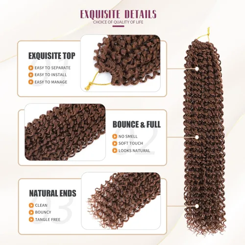 Miniatura 4 de Dansama - Paquete de 7 extensiones de cabello trenzado Passion Twist, con diseño de ondas de agua, para trenzas de estilo mariposa crochet